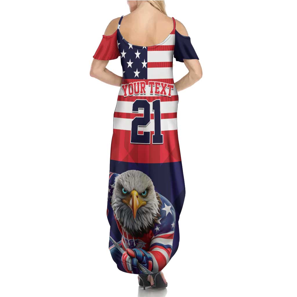 United States Ice Hockey Custom Family Matching Summer Maxi Dress and Hawaiian Shirt Team USA One For All