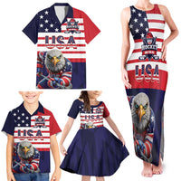 United States Ice Hockey Custom Family Matching Tank Maxi Dress and Hawaiian Shirt Team USA One For All
