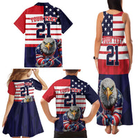 United States Ice Hockey Custom Family Matching Tank Maxi Dress and Hawaiian Shirt Team USA One For All