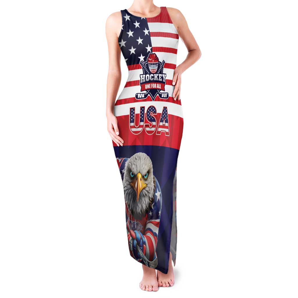 United States Ice Hockey Custom Family Matching Tank Maxi Dress and Hawaiian Shirt Team USA One For All