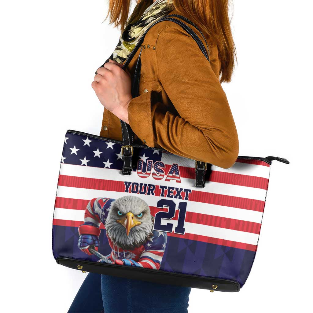 United States Ice Hockey Custom Leather Tote Bag Team USA One For All