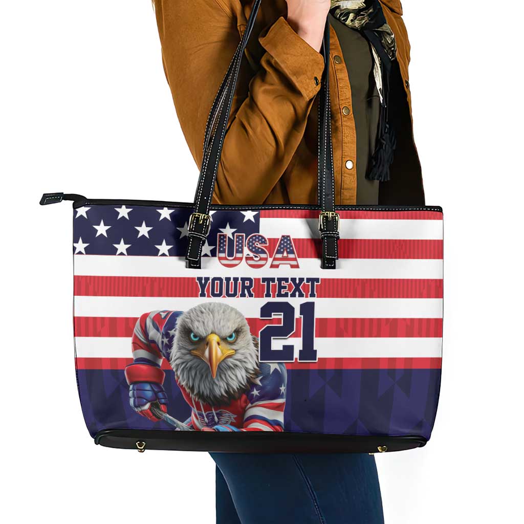 United States Ice Hockey Custom Leather Tote Bag Team USA One For All