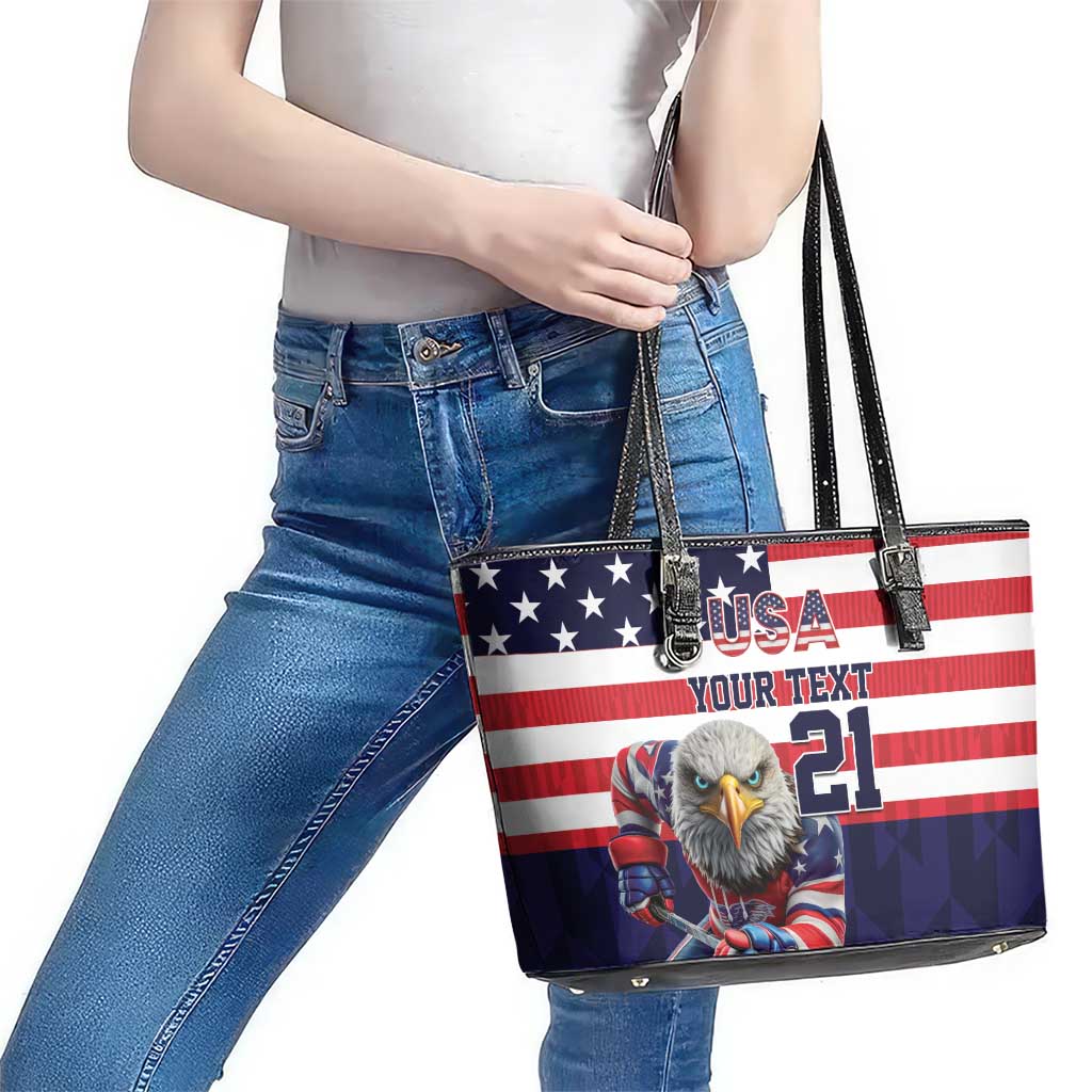 United States Ice Hockey Custom Leather Tote Bag Team USA One For All