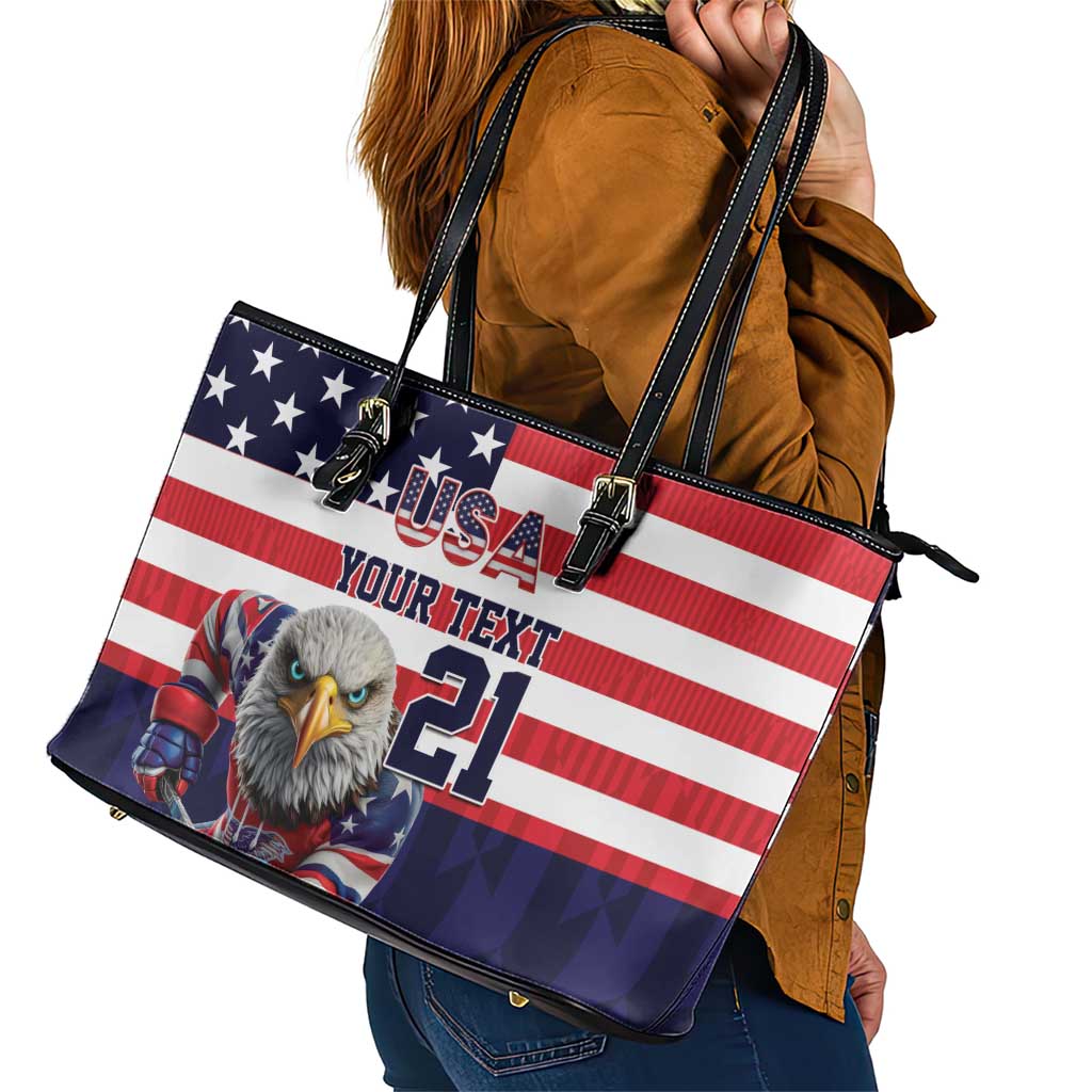 United States Ice Hockey Custom Leather Tote Bag Team USA One For All