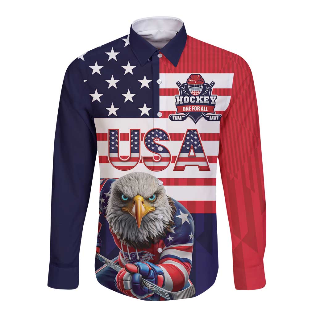 United States Ice Hockey Custom Long Sleeve Button Shirt Team USA One For All