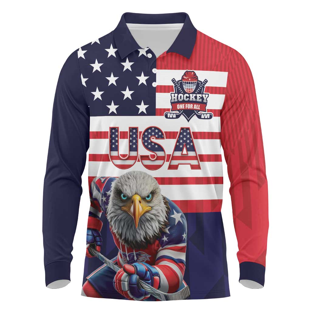 United States Ice Hockey Custom Long Sleeve Polo Shirt Team USA One For All