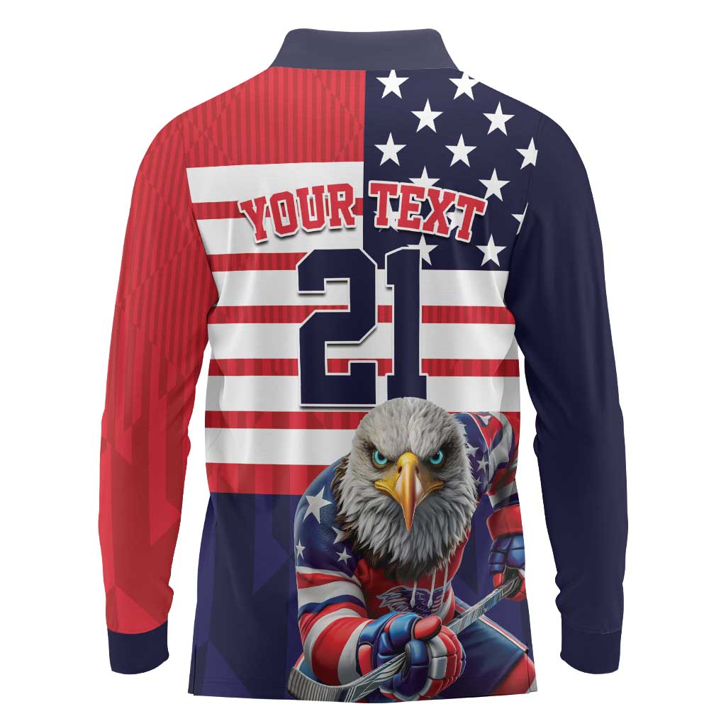 United States Ice Hockey Custom Long Sleeve Polo Shirt Team USA One For All