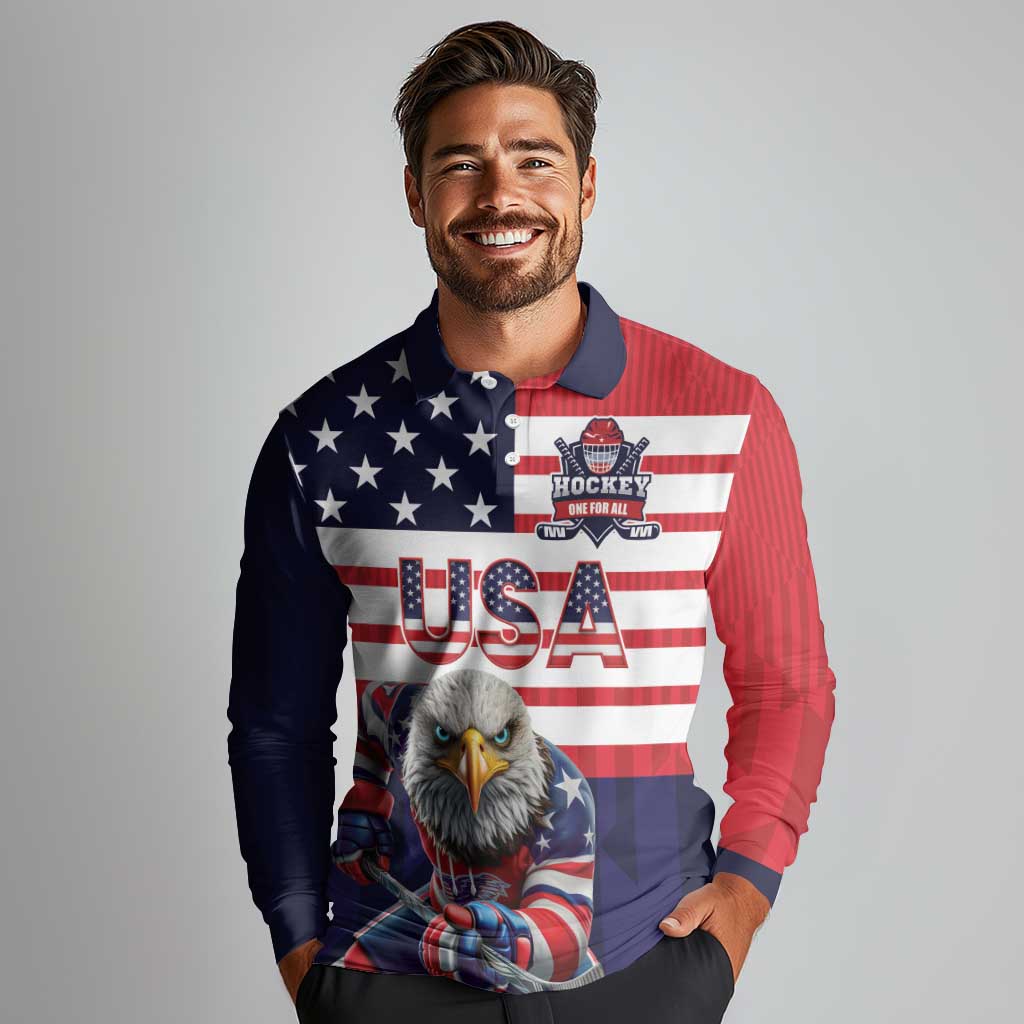 United States Ice Hockey Custom Long Sleeve Polo Shirt Team USA One For All