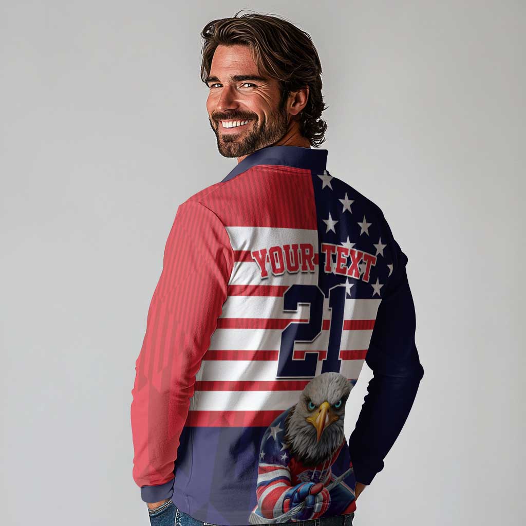 United States Ice Hockey Custom Long Sleeve Polo Shirt Team USA One For All