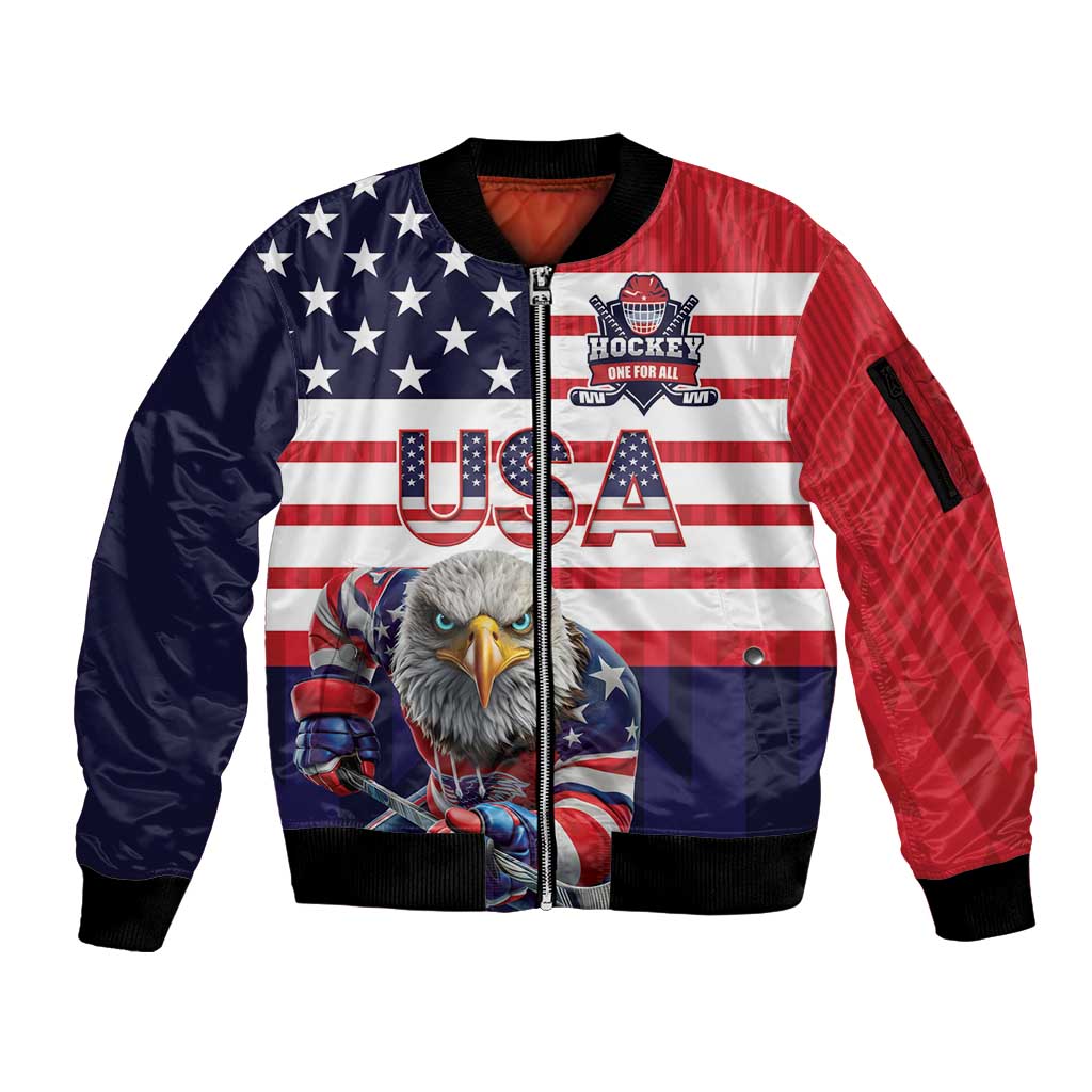 United States Ice Hockey Custom Sleeve Zip Bomber Jacket Team USA One For All
