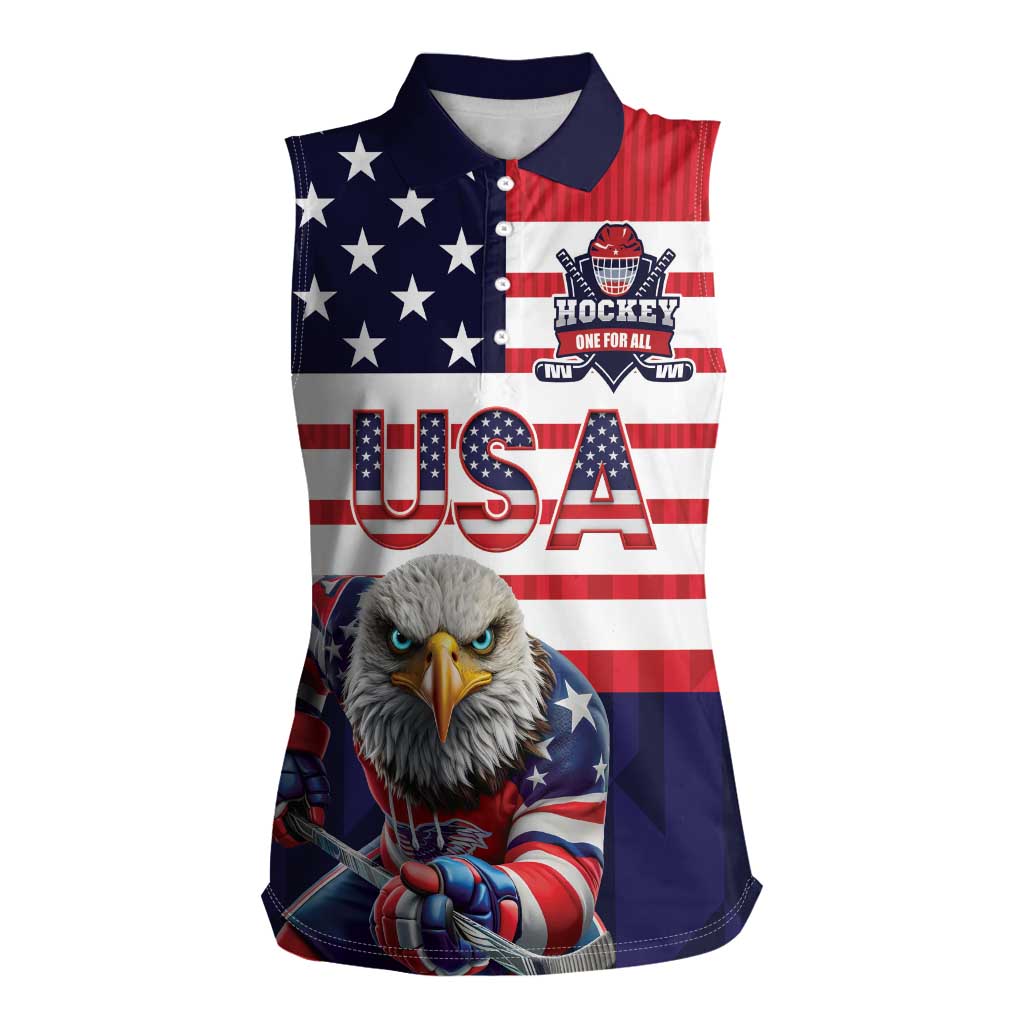 United States Ice Hockey Custom Women Sleeveless Polo Shirt Team USA One For All