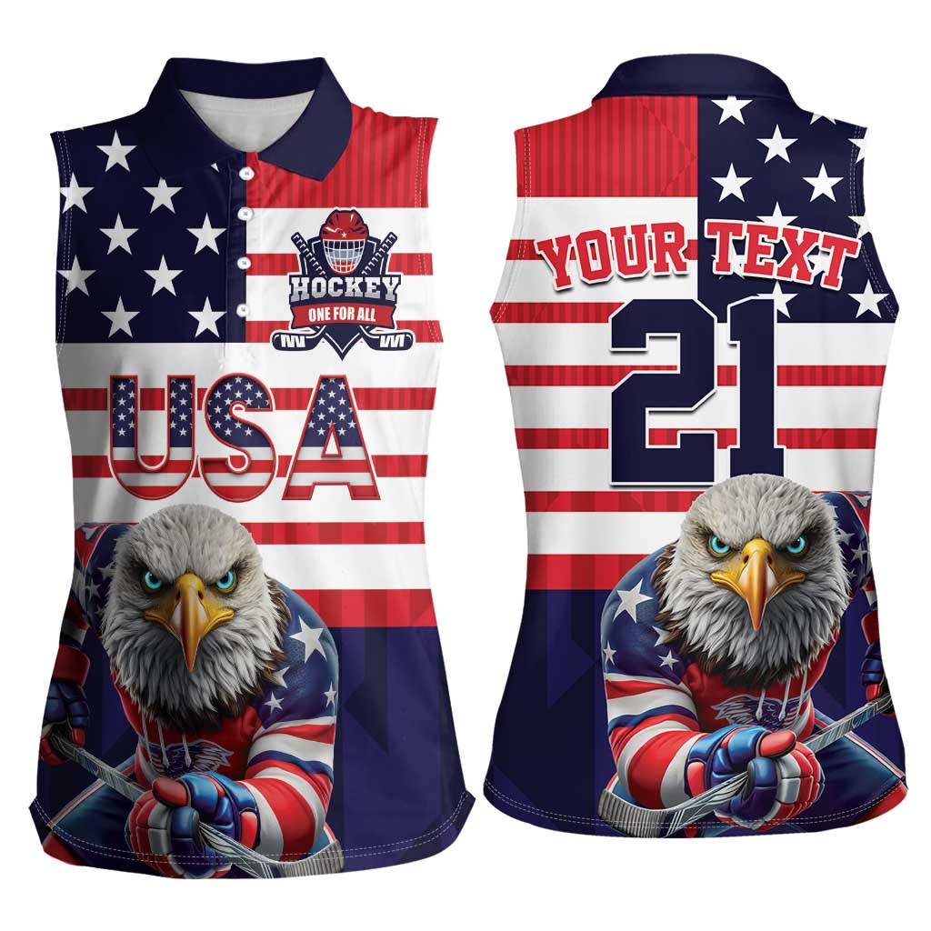 United States Ice Hockey Custom Women Sleeveless Polo Shirt Team USA One For All