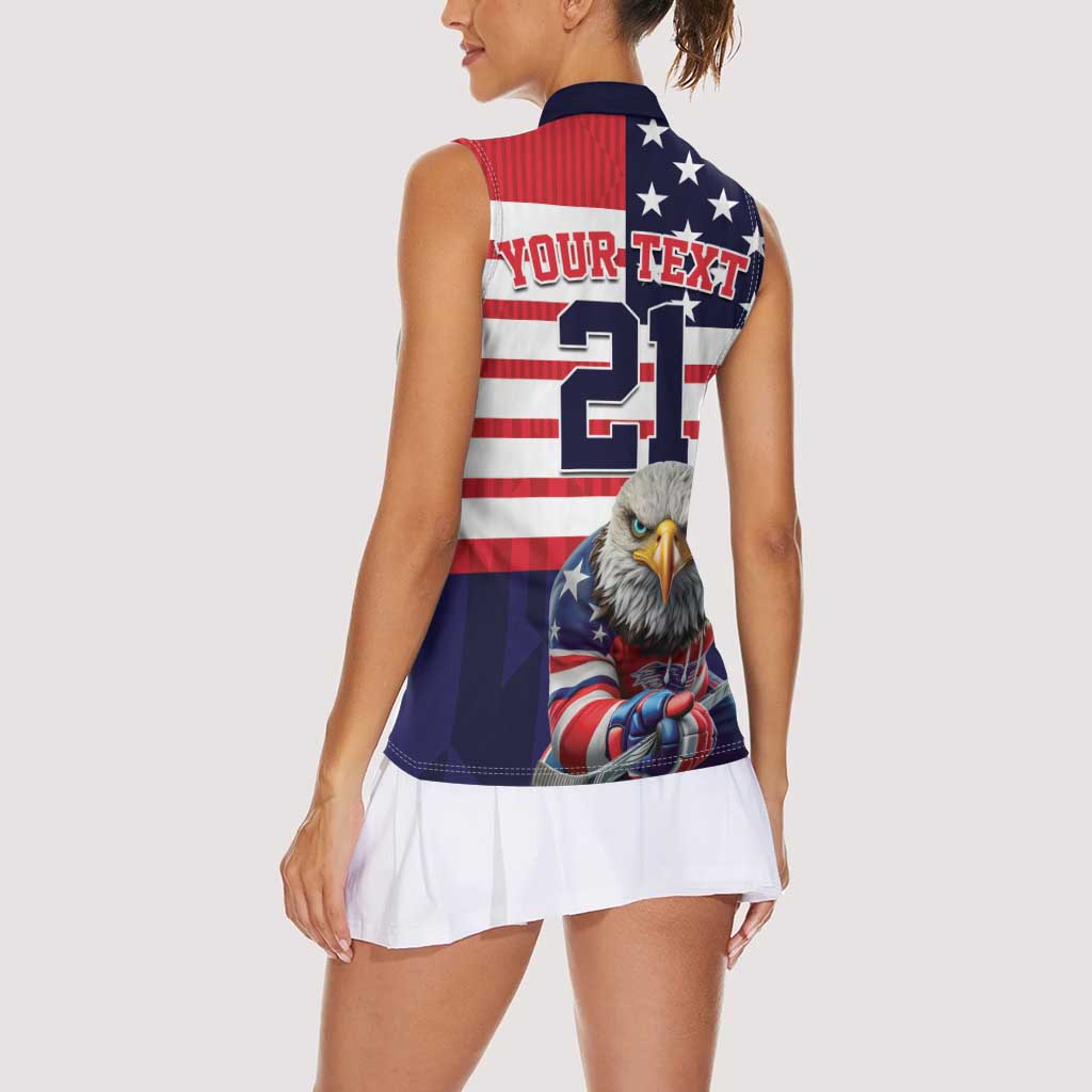 United States Ice Hockey Custom Women Sleeveless Polo Shirt Team USA One For All