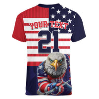 United States Ice Hockey Custom Women V-Neck T-Shirt Team USA One For All