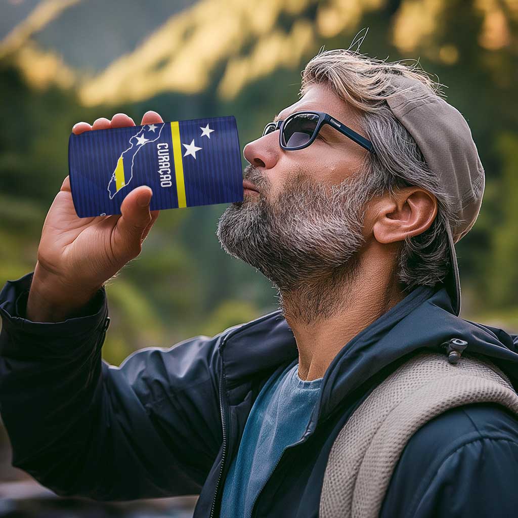 Personalized Curacao Sailboat 4 in 1 Can Cooler Tumbler Tropical Beach Sunset