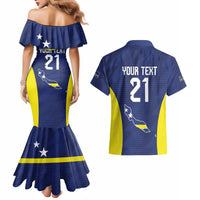 Personalized Curacao Sailboat Couples Matching Mermaid Dress and Hawaiian Shirt Tropical Beach Sunset