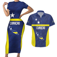 Personalized Curacao Sailboat Couples Matching Short Sleeve Bodycon Dress and Hawaiian Shirt Tropical Beach Sunset
