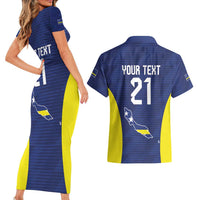 Personalized Curacao Sailboat Couples Matching Short Sleeve Bodycon Dress and Hawaiian Shirt Tropical Beach Sunset
