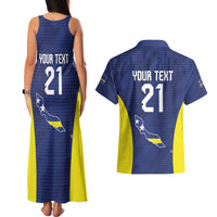 Personalized Curacao Sailboat Couples Matching Tank Maxi Dress and Hawaiian Shirt Tropical Beach Sunset