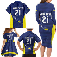 Personalized Curacao Sailboat Family Matching Long Sleeve Bodycon Dress and Hawaiian Shirt Tropical Beach Sunset