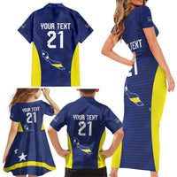 Personalized Curacao Sailboat Family Matching Short Sleeve Bodycon Dress and Hawaiian Shirt Tropical Beach Sunset