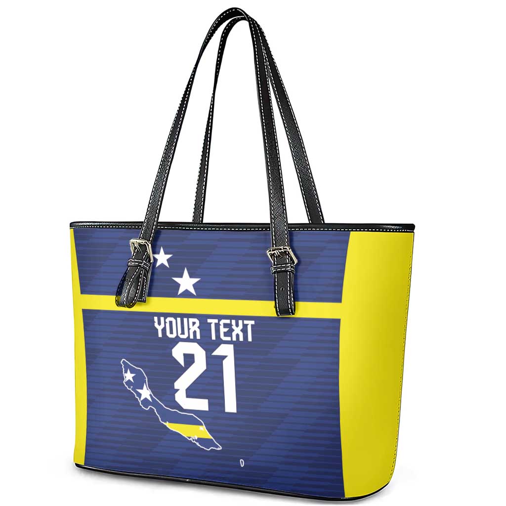 Personalized Curacao Sailboat Leather Tote Bag Tropical Beach Sunset