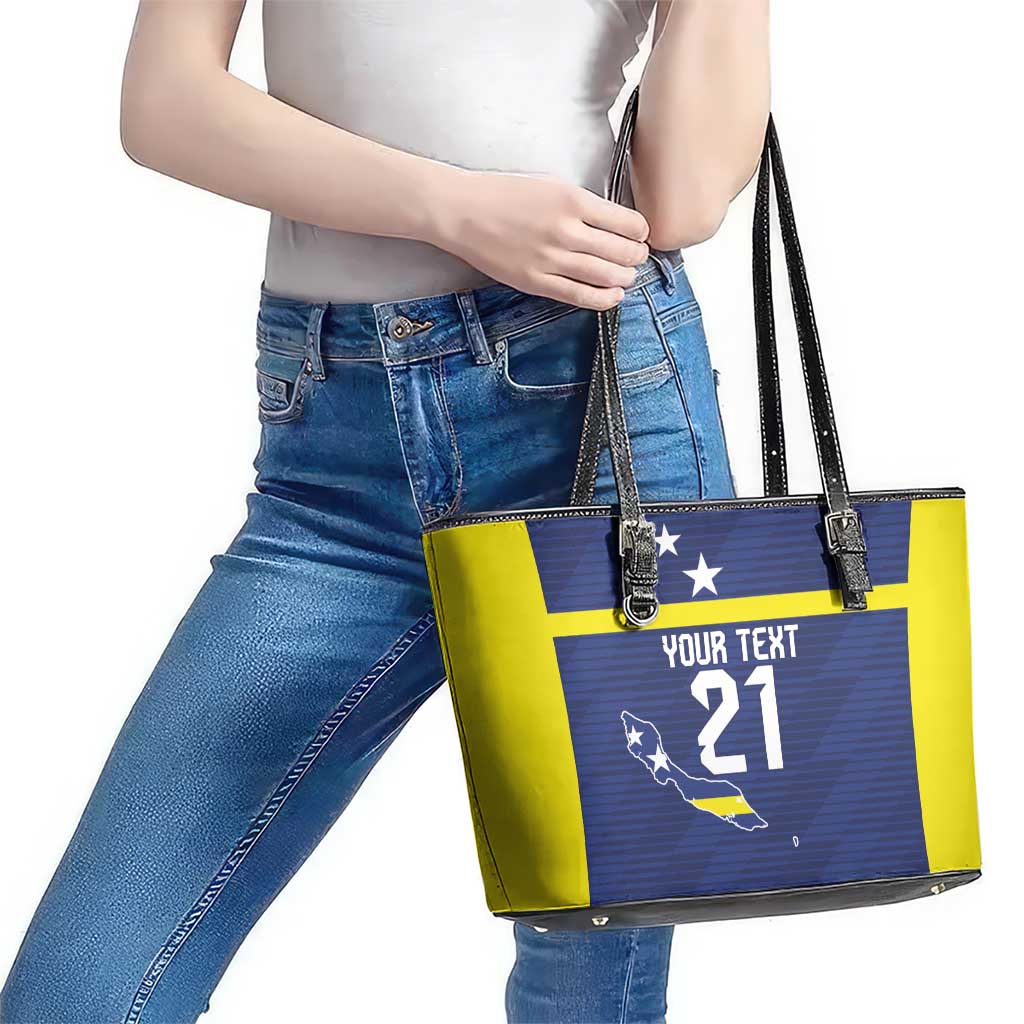 Personalized Curacao Sailboat Leather Tote Bag Tropical Beach Sunset