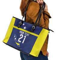 Personalized Curacao Sailboat Leather Tote Bag Tropical Beach Sunset