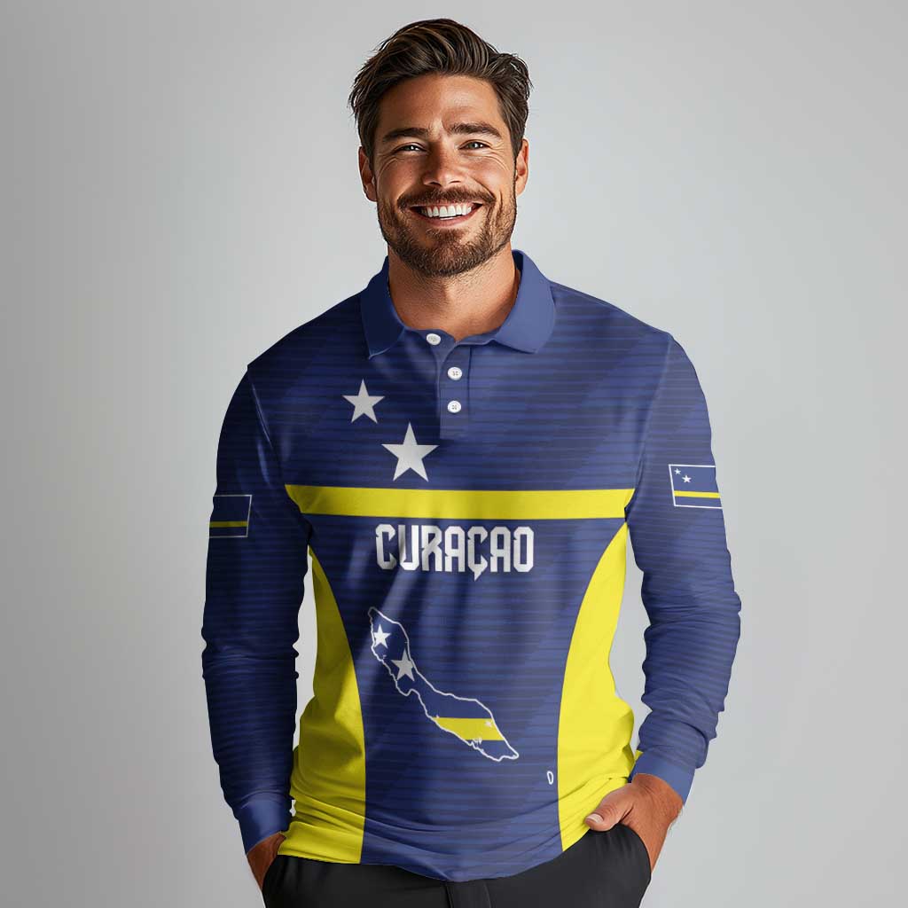 Personalized Curacao Sailboat Long Sleeve Polo Shirt Tropical Beach Sunset