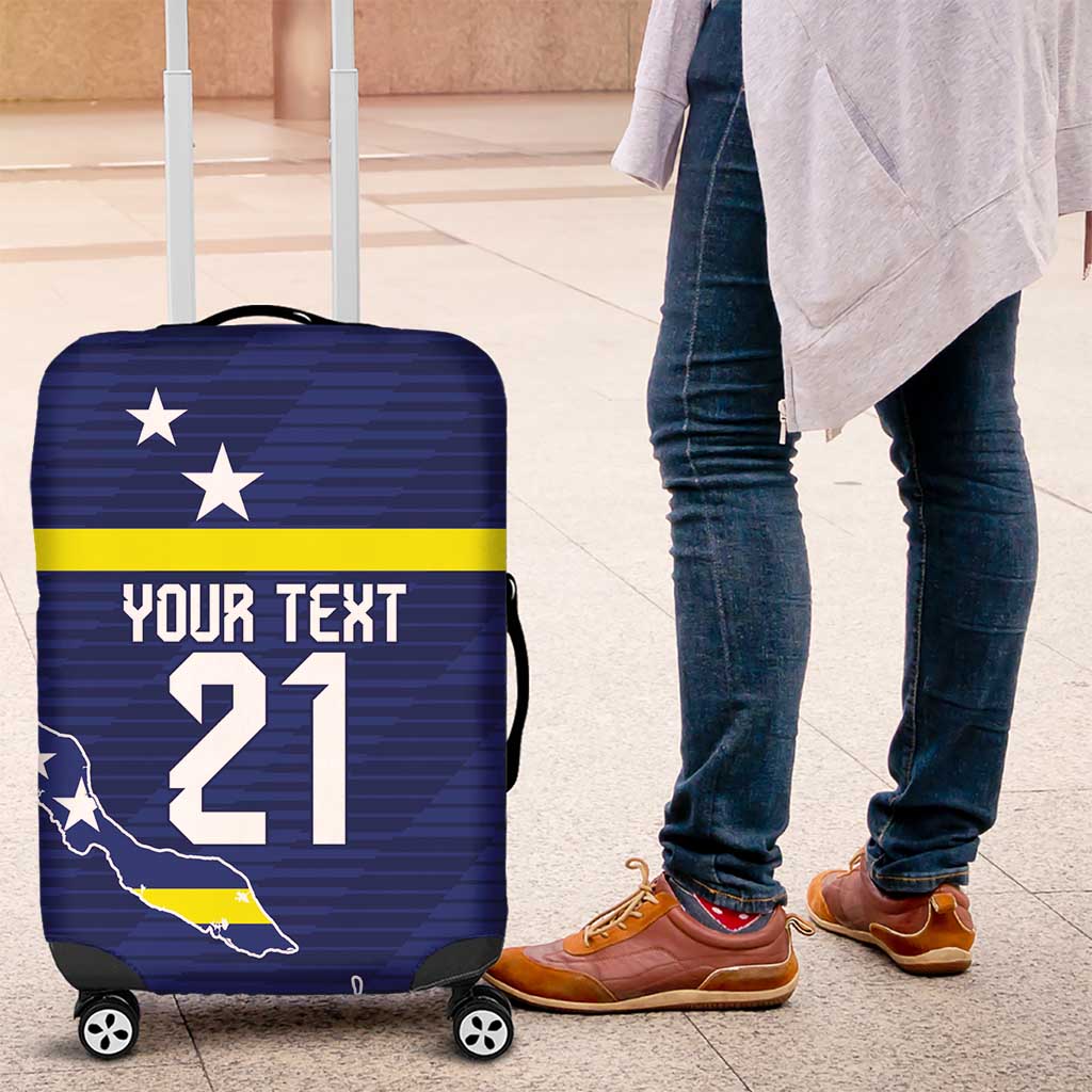 Personalized Curacao Sailboat Luggage Cover Tropical Beach Sunset