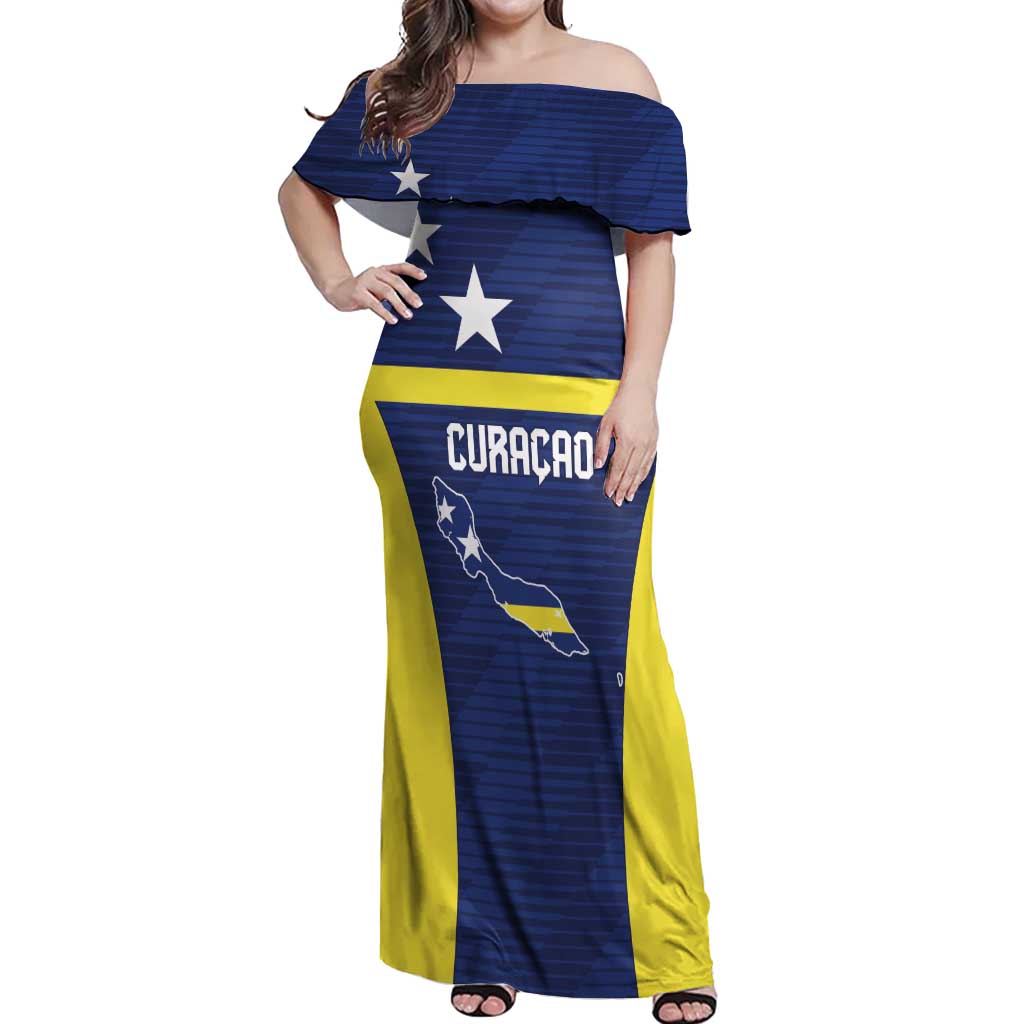 Personalized Curacao Sailboat Off Shoulder Maxi Dress Tropical Beach Sunset