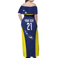 Personalized Curacao Sailboat Off Shoulder Maxi Dress Tropical Beach Sunset