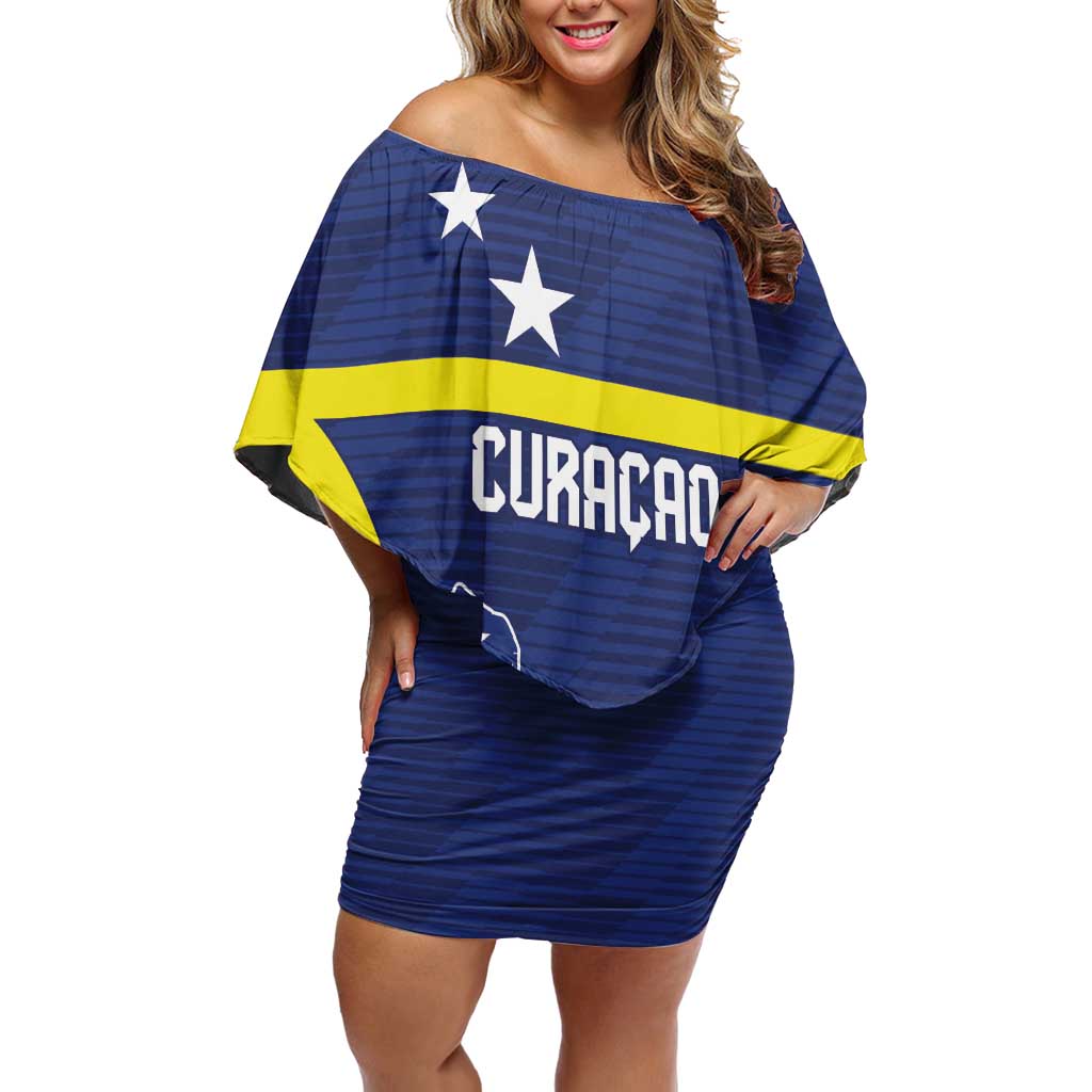 Personalized Curacao Sailboat Off Shoulder Short Dress Tropical Beach Sunset