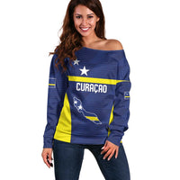 Personalized Curacao Sailboat Off Shoulder Sweater Tropical Beach Sunset