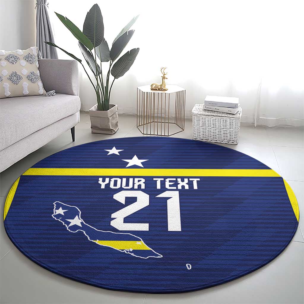 Personalized Curacao Sailboat Round Carpet Tropical Beach Sunset