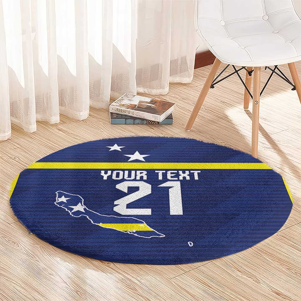 Personalized Curacao Sailboat Round Carpet Tropical Beach Sunset
