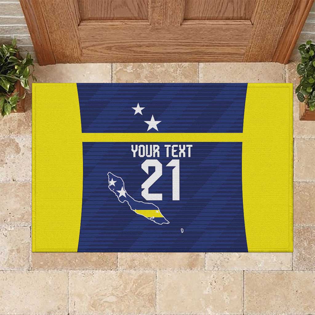 Personalized Curacao Sailboat Rubber Doormat Tropical Beach Sunset