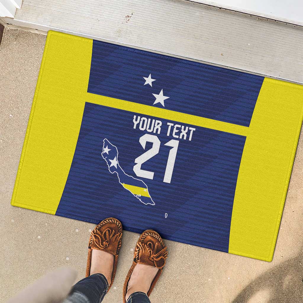 Personalized Curacao Sailboat Rubber Doormat Tropical Beach Sunset