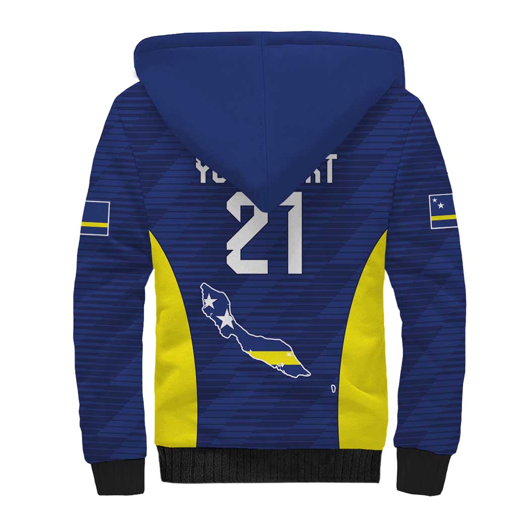 Personalized Curacao Sailboat Sherpa Hoodie Tropical Beach Sunset