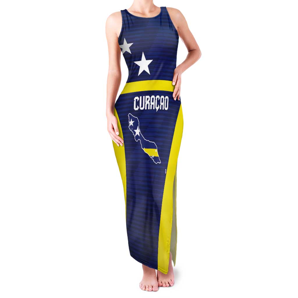 Personalized Curacao Sailboat Tank Maxi Dress Tropical Beach Sunset