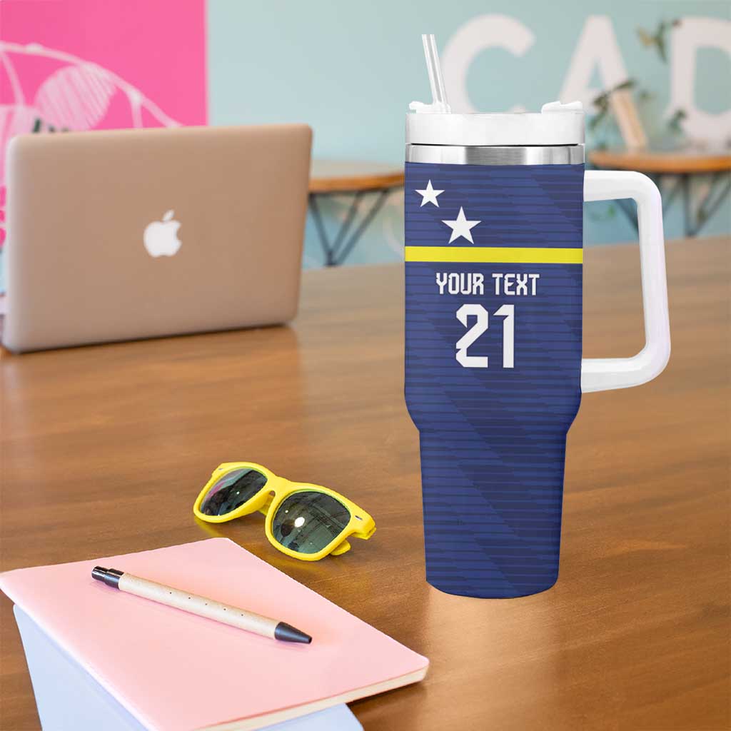 Personalized Curacao Sailboat Tumbler With Handle Tropical Beach Sunset