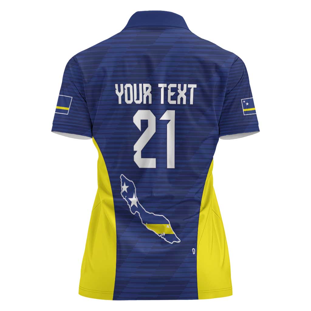 Personalized Curacao Sailboat Women Polo Shirt Tropical Beach Sunset