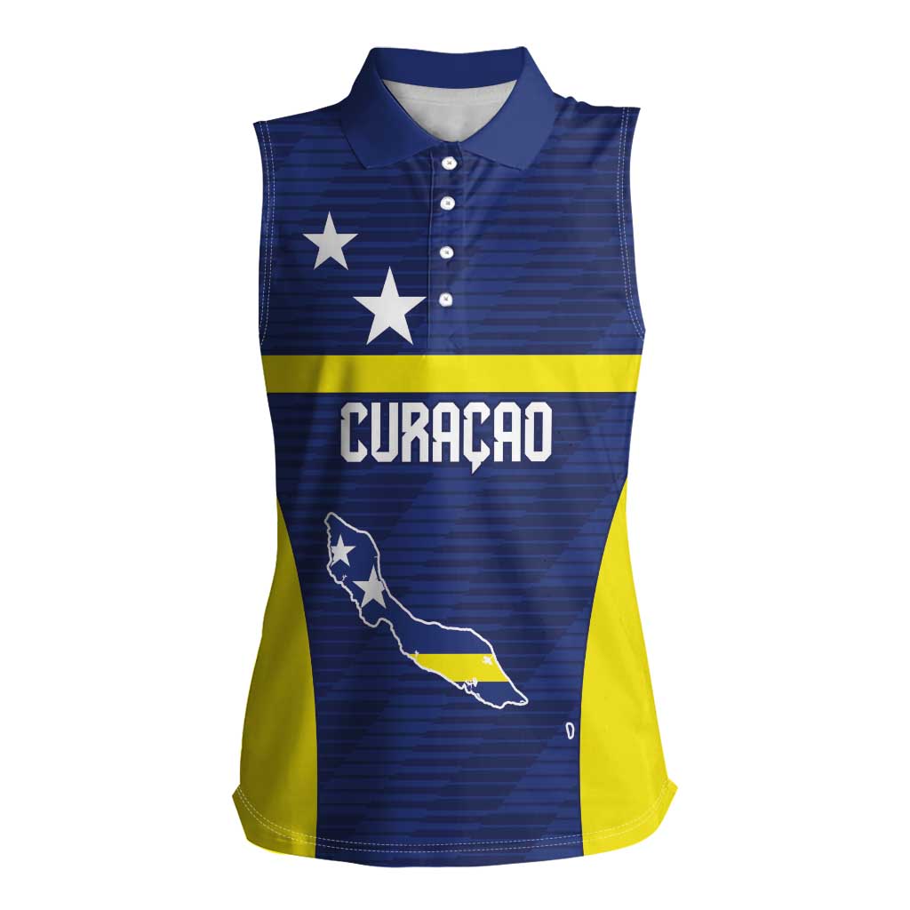 Personalized Curacao Sailboat Women Sleeveless Polo Shirt Tropical Beach Sunset