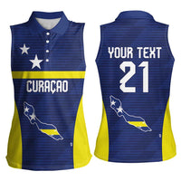 Personalized Curacao Sailboat Women Sleeveless Polo Shirt Tropical Beach Sunset