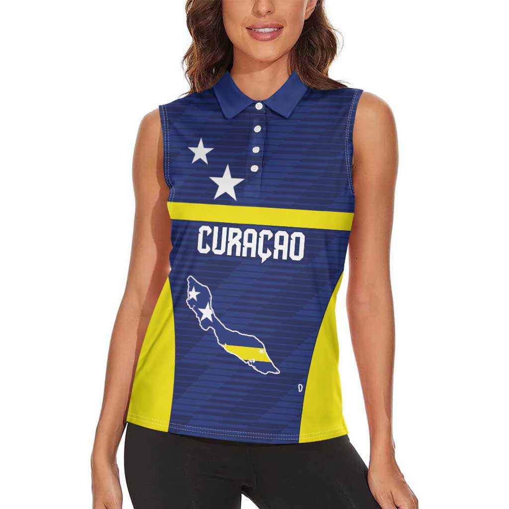 Personalized Curacao Sailboat Women Sleeveless Polo Shirt Tropical Beach Sunset