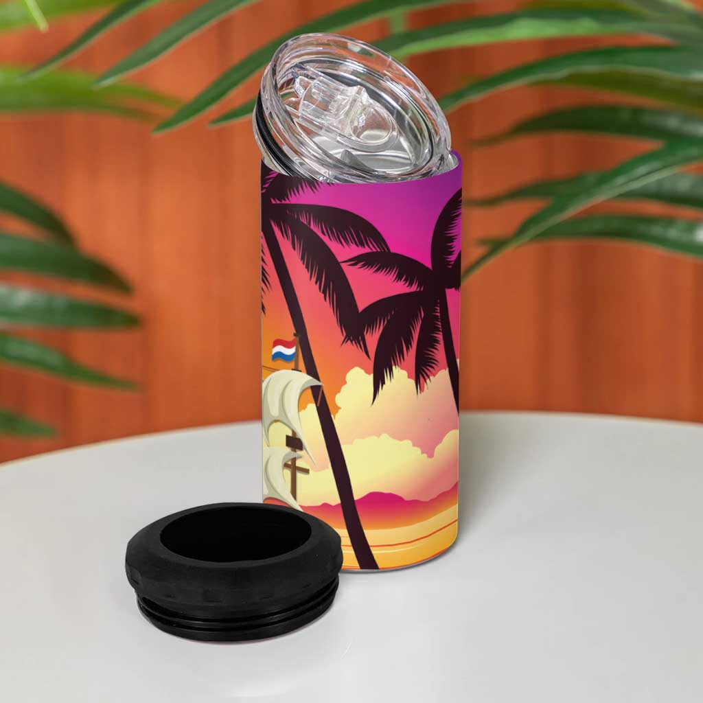 Curacao Football Custom 4 in 1 Can Cooler Tumbler Come On La Familia Azul