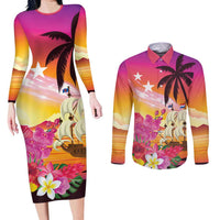 Curacao Football Custom Couples Matching Long Sleeve Bodycon Dress and Long Sleeve Button Shirt Come On La Familia Azul