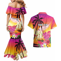 Curacao Football Custom Couples Matching Mermaid Dress and Hawaiian Shirt Come On La Familia Azul
