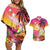 Curacao Football Custom Couples Matching Off Shoulder Short Dress and Hawaiian Shirt Come On La Familia Azul