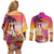 Curacao Football Custom Couples Matching Off Shoulder Short Dress and Long Sleeve Button Shirt Come On La Familia Azul